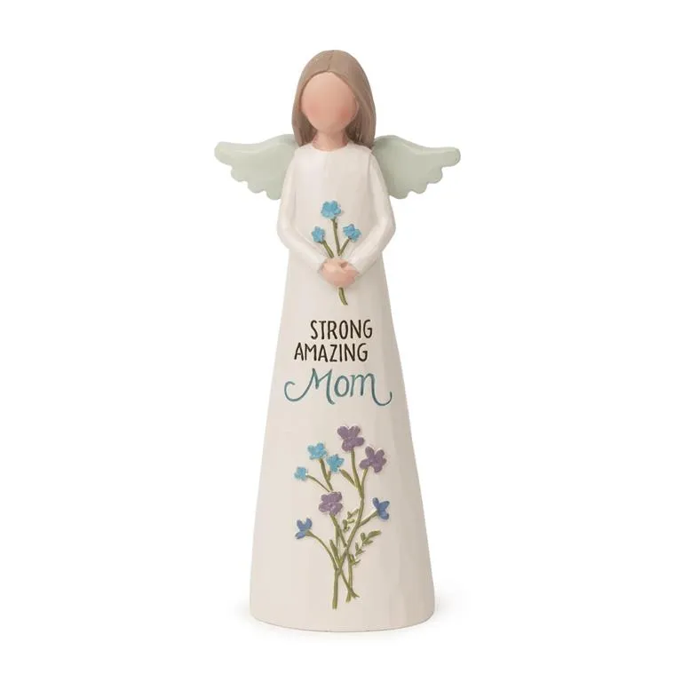 5.25" Strong Amazing Mom Angel with Flowers Figurine Decorative Mirror,Home Decor Mirror