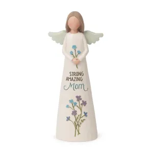 5.25" Strong Amazing Mom Angel with Flowers Figurine Decorative Mirror,Home Decor Mirror