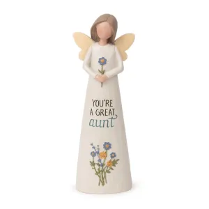 5.25" You Are A Great Aunt Angel with Flowers Figurine Decorative Mirror,Home Decor Mirror