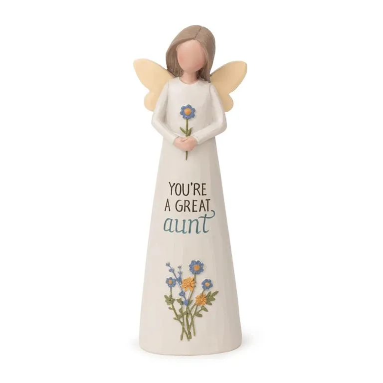 5.25" You Are A Great Aunt Angel with Flowers Figurine Decorative Mirror,Home Decor Mirror