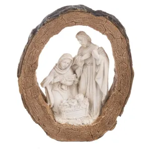 5.5" Log Holy Family Nativity Figurine Decorative Mirror,Home Decor Mirror