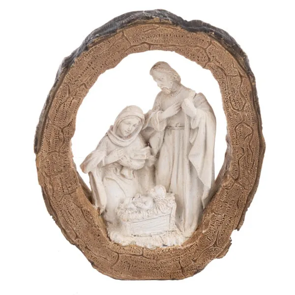 5.5" Log Holy Family Nativity Figurine Decorative Mirror,Home Decor Mirror