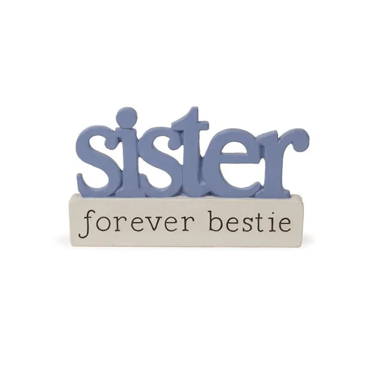5" Sister Forever Bestie Word Block Figurine Decorative Mirror,Home Decor Mirror