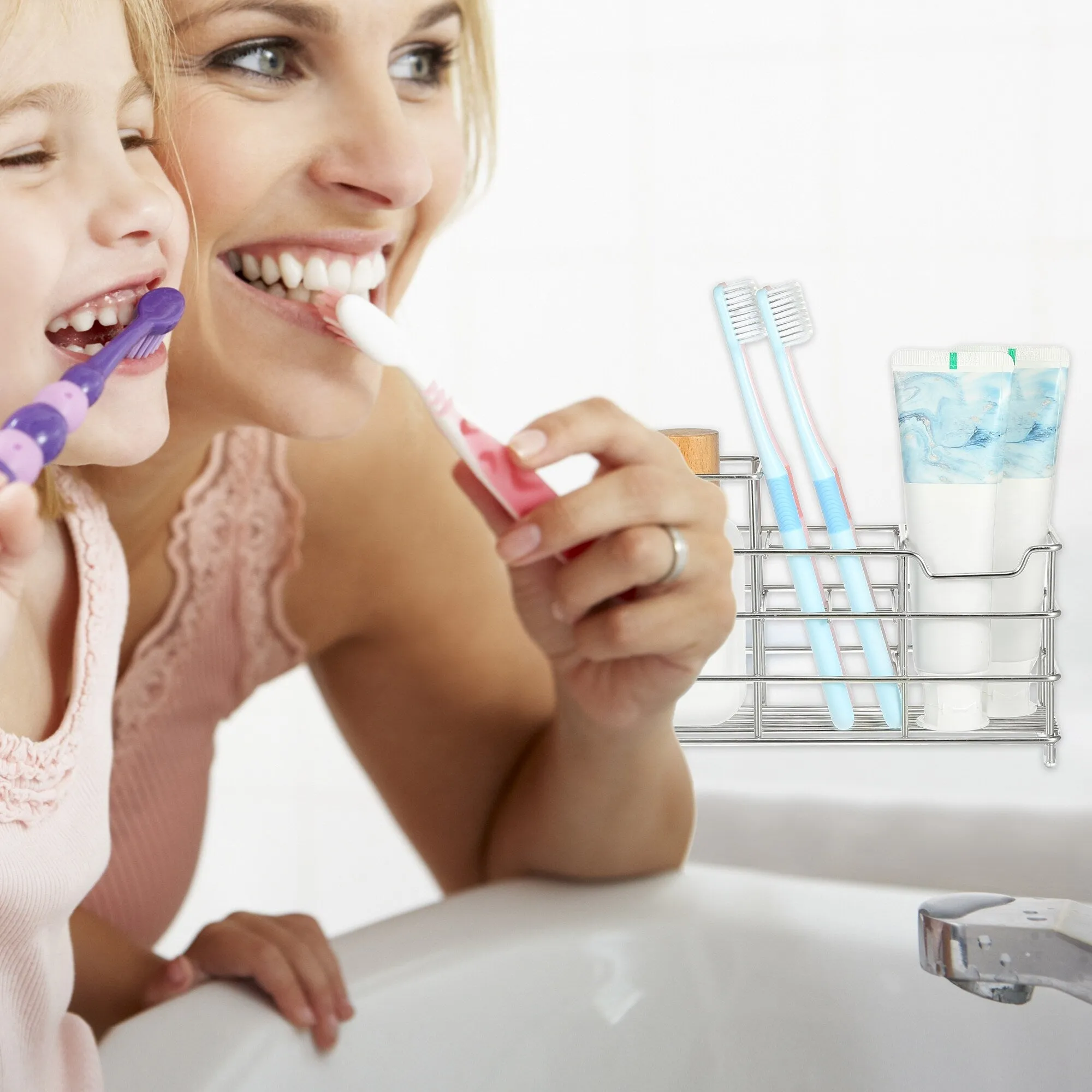 6 Slots 304 Stainless Steel Toothbrush Holder, Toothpaste Holder Stand, Bathroom Kitchen Accessories