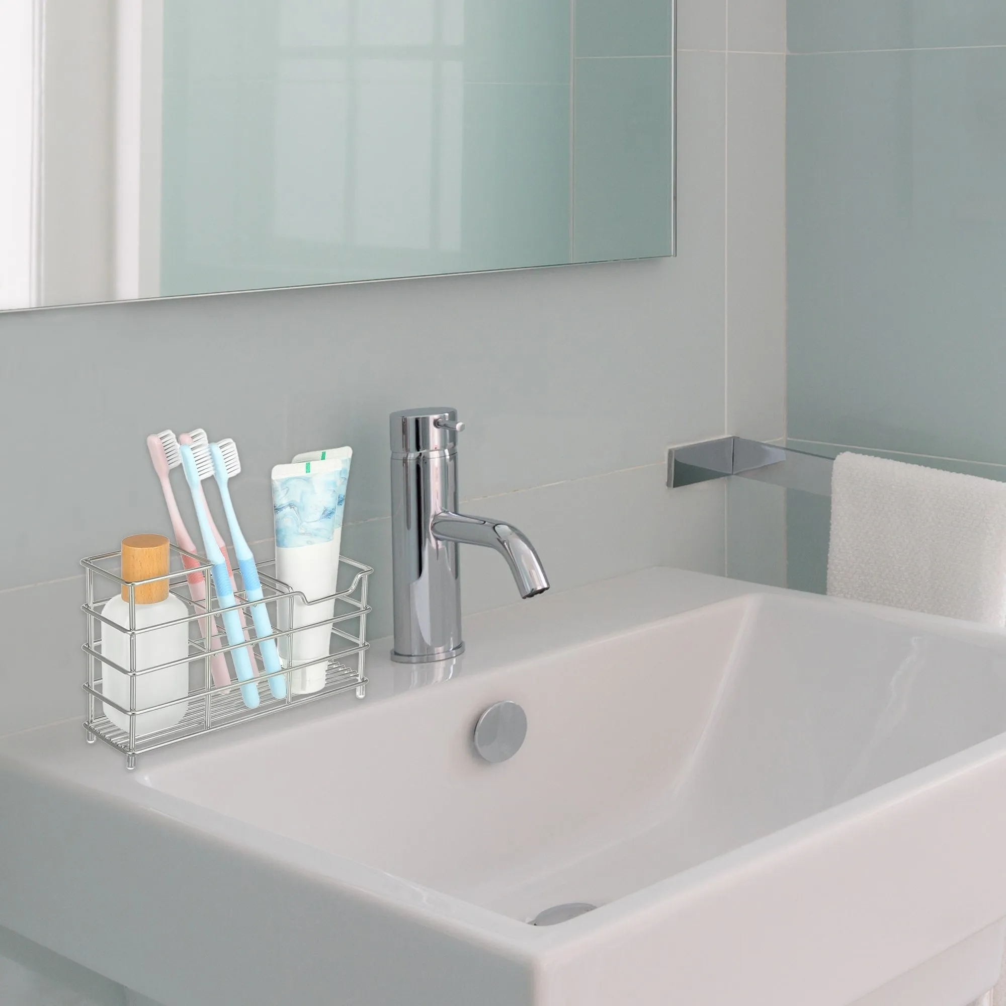 6 Slots 304 Stainless Steel Toothbrush Holder, Toothpaste Holder Stand, Bathroom Kitchen Accessories