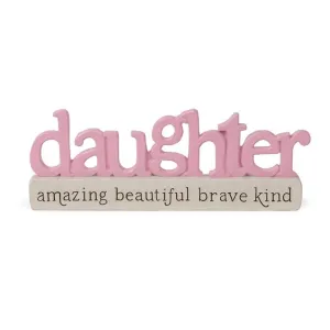 6.25" Daughter Amazing Beautiful Brave Kind Word Block Figurine Decorative Mirror,Home Decor Mirror