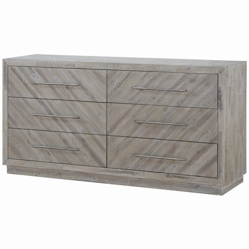 6 Drawer Solid Wood Dresser in Rustic Latte