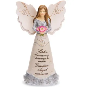6" Sister Guardian Angel Watch Over You Figurine Decorative Mirror,Home Decor Mirror