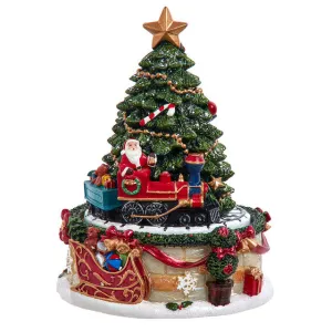 6" Wind-Up Musical Christmas Tree Revolving Box Decorative Mirror,Home Decor Mirror
