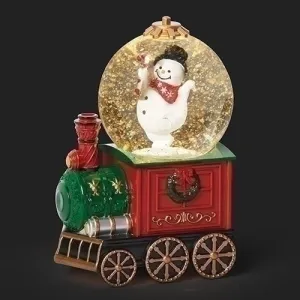 7.7" Lighted Train with Twirling Happy Snowman Waterglobe Decorative Mirror,Home Decor Mirror