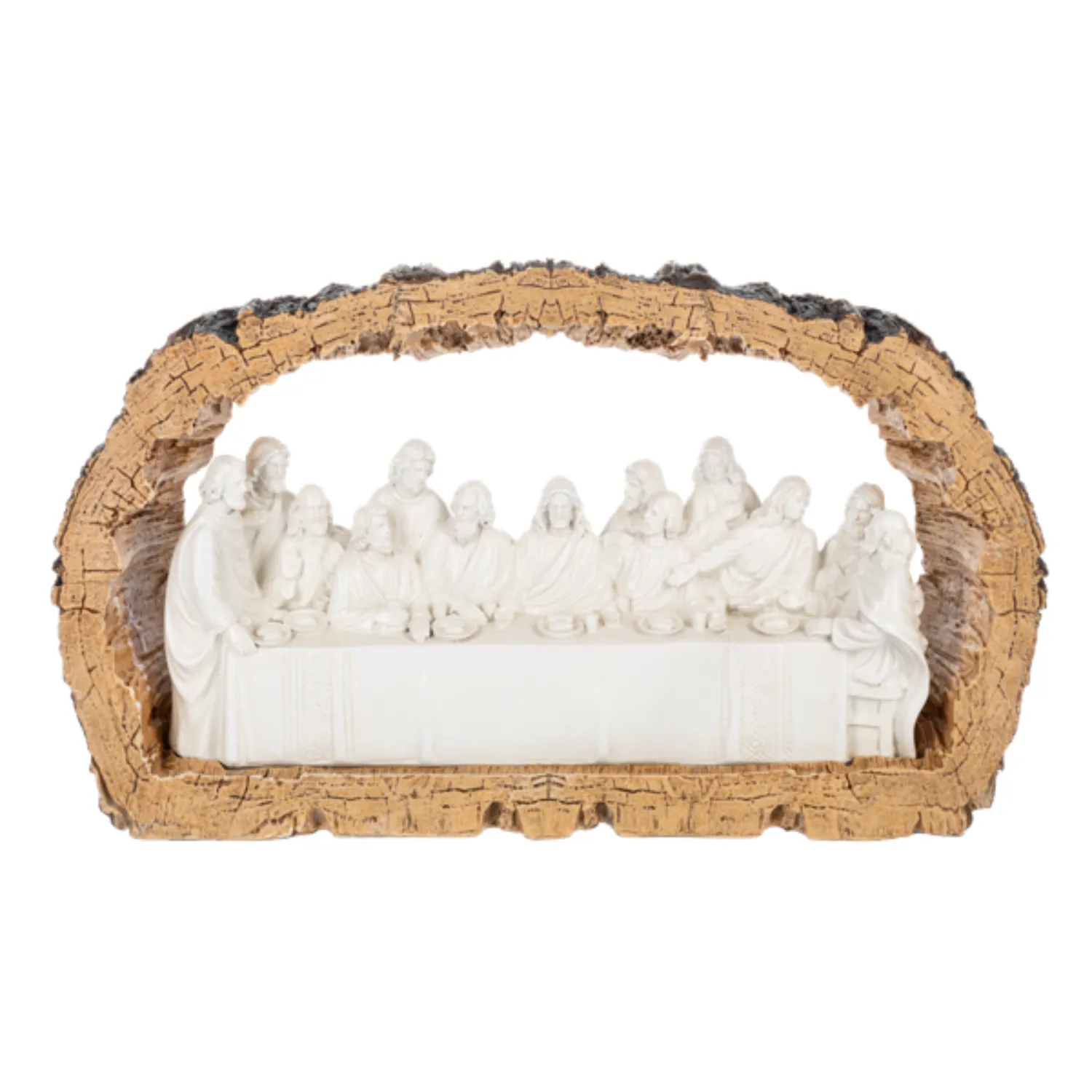 8.25" The Last Supper Scene in Log Figurine Decorative Mirror,Home Decor Mirror