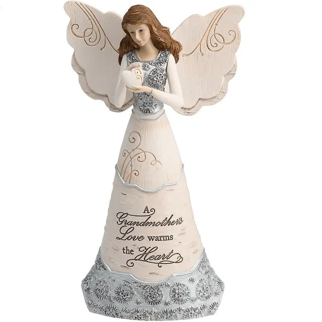 8" A Grandmother's Love Warms the Heart Angel Figurine Decorative Mirror,Home Decor Mirror