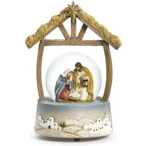 8" Holy Family Nativity Music Water Globe Under Manager Plays Silent Night Decorative Mirror,Home Decor Mirror