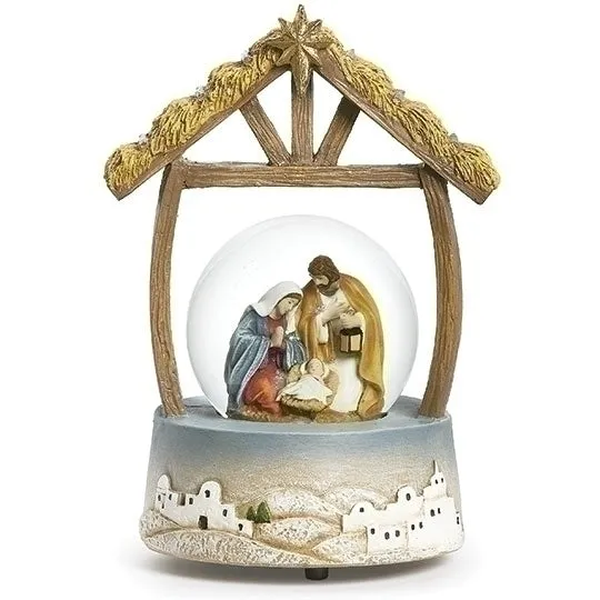 8" Holy Family Nativity Music Water Globe Under Manager Plays Silent Night Decorative Mirror,Home Decor Mirror