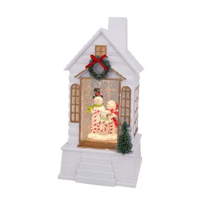 9.875" Joyful Snowman Family Village Glitter House Decorative Mirror,Home Decor Mirror