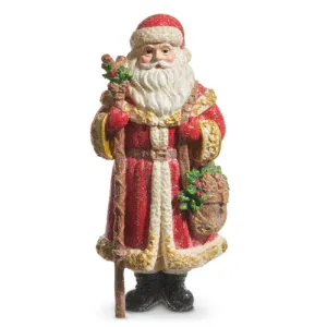 9" Holly and Pine Santa with Staff Figurine Decorative Mirror,Home Decor Mirror