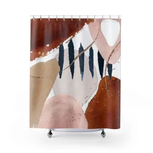 Abstract Boho Shower Curtain | Beige Blush Pink Navy Blue Lighting,Home Lighting
