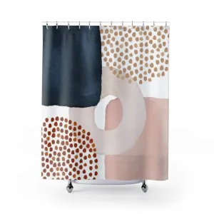Abstract Boho Shower Curtain | Blush Pink Navy Blue Cream Lighting,Home Lighting