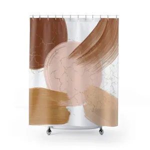 Abstract Boho Shower Curtain | Earthy Brown Beige Pink Lighting,Home Lighting