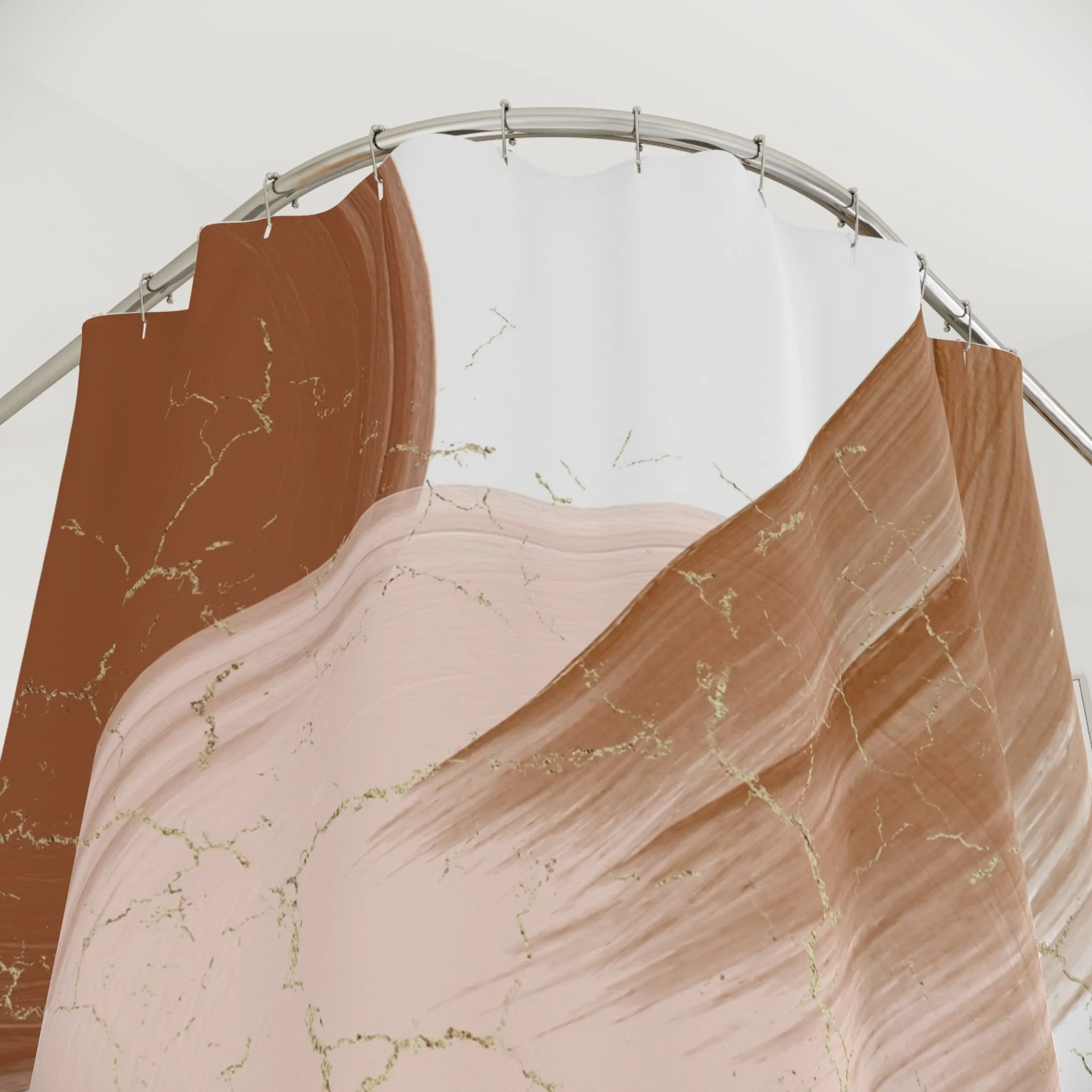 Abstract Boho Shower Curtain | Earthy Brown Beige Pink