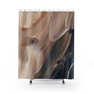 Abstract Boho Shower Curtain |  Navy Blue Beige | Brush Strokes Lighting,Home Lighting