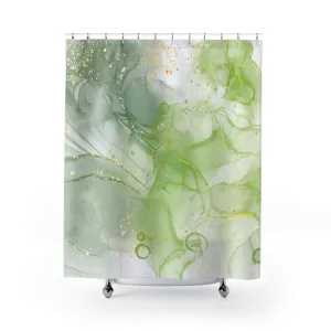 abstract boho shower curtain | Sage Green Liquid Ink Lighting,Home Lighting