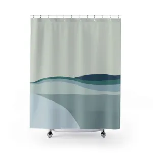 Abstract Boho Shower Curtain | Sage Green Teal Navy | Abstract Landscape Lighting,Home Lighting