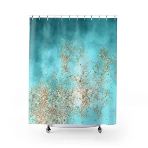 Abstract Boho Shower Curtain | Teal Blue Sandy Beige | Bathroom Decor Lighting,Home Lighting