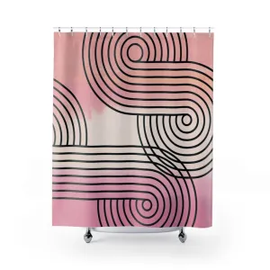 Abstract Geometric Shower Curtain | Pastel | Blush Pink Black Lighting,Home Lighting