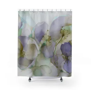 Abstract Shower Curtain | Artsy Floral Lavender Purple, Sage Green Lighting,Home Lighting
