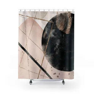 Abstract Shower Curtain, Beige Black Geometric Lighting,Home Lighting