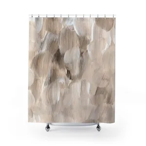 Abstract Shower Curtain | Beige Brown Taupe Ombre Paint Print Lighting,Home Lighting