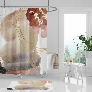 Abstract Shower Curtain | Beige Gold Black Lighting,Home Lighting