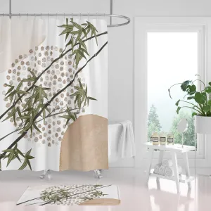 Abstract Shower Curtain | Beige Green Bamboo Lighting,Home Lighting