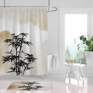 Abstract Shower Curtain | Beige Ombre Bamboo Lighting,Home Lighting