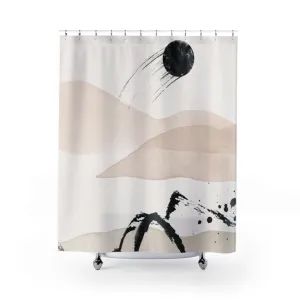 Abstract Shower Curtain, Beige Ombre, Black Sun Landscape Lighting,Home Lighting
