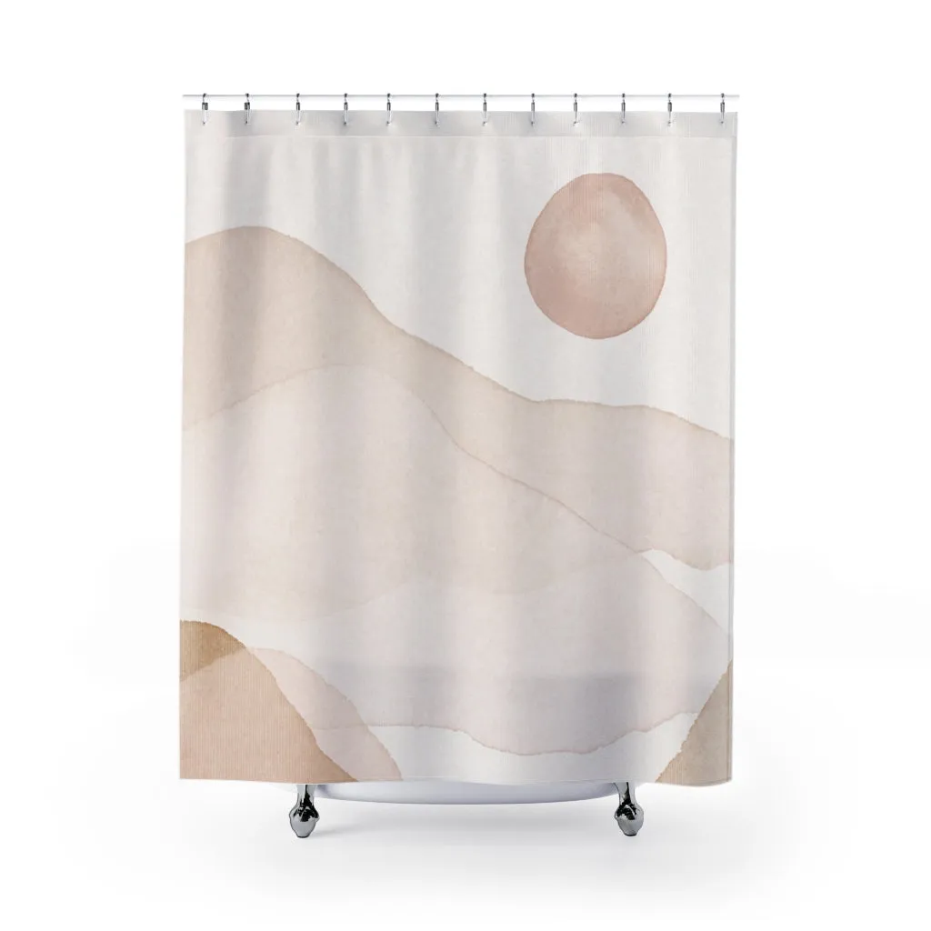 Abstract Shower Curtain, Beige Ombre, Sun Landscape Lighting,Home Lighting