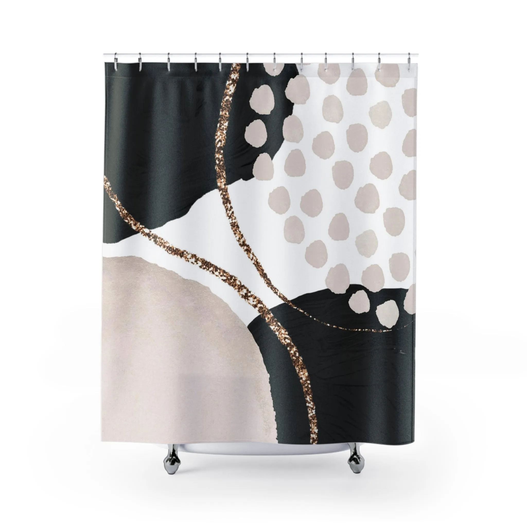Abstract Shower Curtain | Black White, Ivory Lighting,Home Lighting