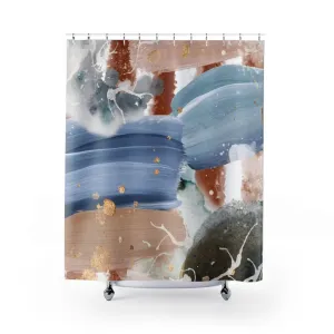 Abstract Shower Curtain | Blue Beige Lighting,Home Lighting