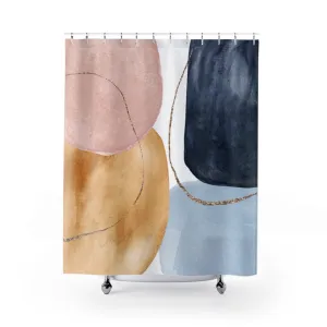 Abstract Shower Curtain | Blues Beige Pink Lighting,Home Lighting