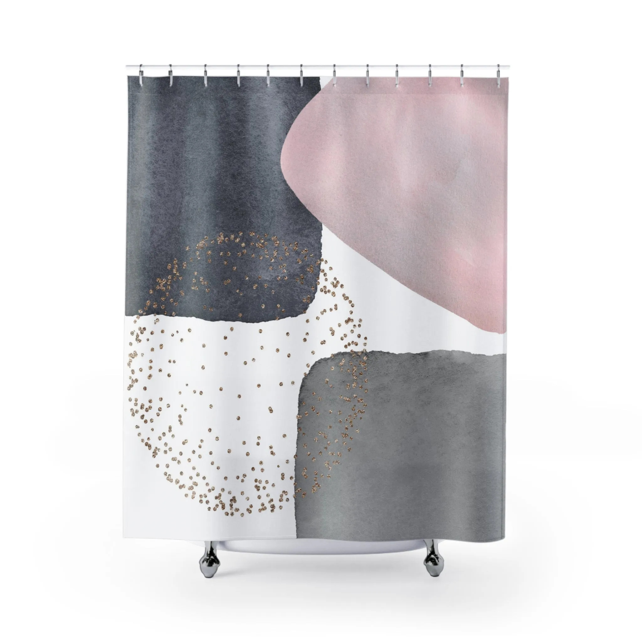 Abstract Shower Curtain | Blush Pink, Grey White Bath Curtain Lighting,Home Lighting