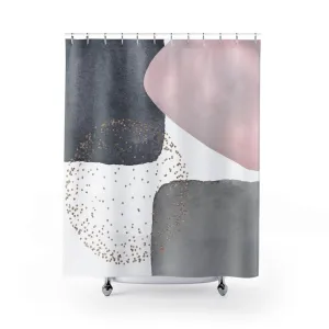Abstract Shower Curtain | Blush Pink, Grey White Bath Curtain Lighting,Home Lighting