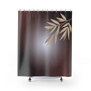 Abstract Shower Curtain | Burgundy Brown, Beige Leaves Lighting,Home Lighting
