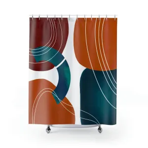 Abstract Shower Curtain | Burnt Orange, Blue Lighting,Home Lighting