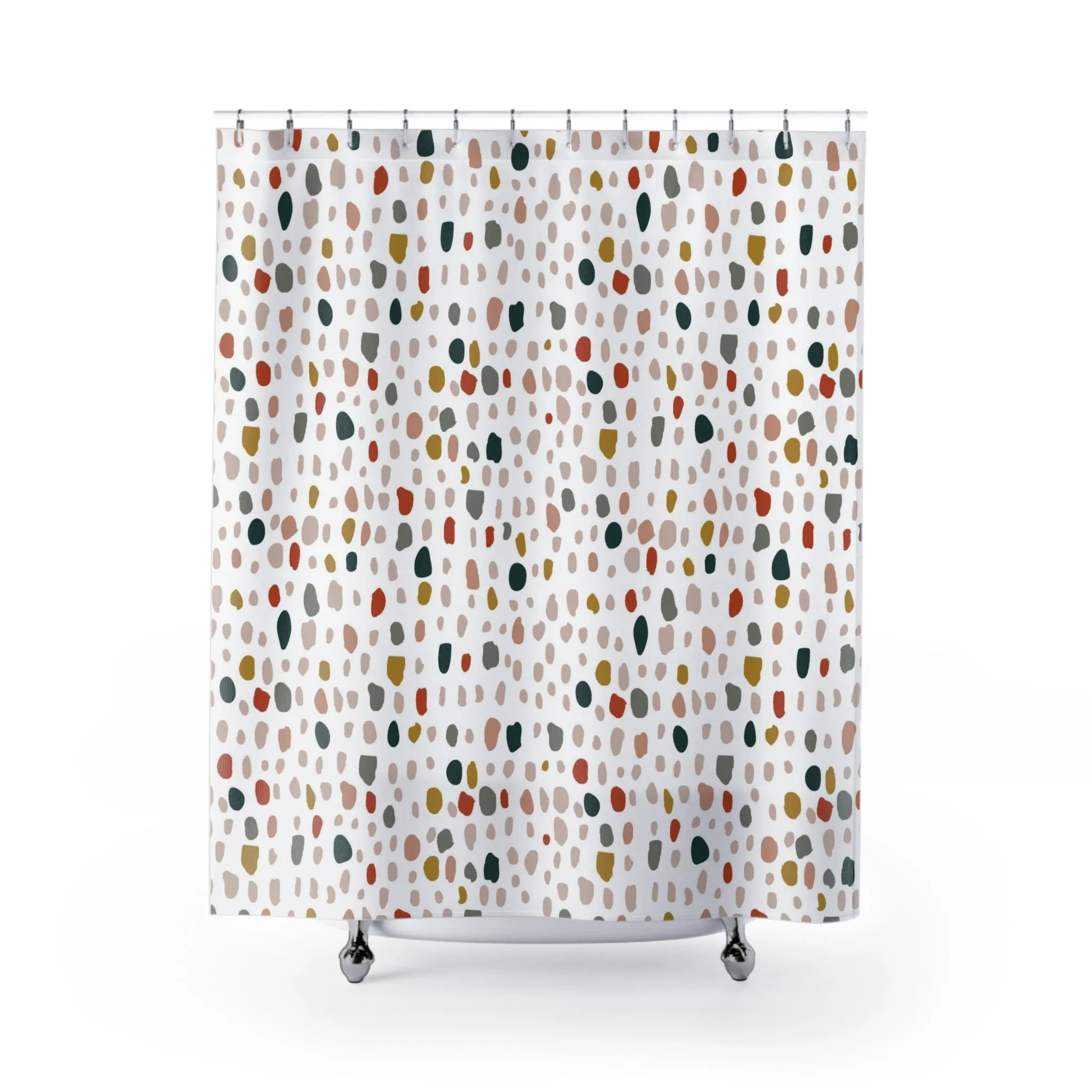 Abstract Shower Curtain | Colorful Blue Rust Yellow Blush Lighting,Home Lighting