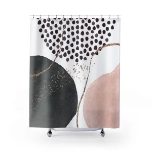 Abstract Shower Curtain | Dark Grey, White, Blush Pink Lighting,Home Lighting