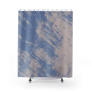 Abstract Shower Curtain | Dusty Blue, Beige Lighting,Home Lighting