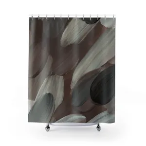 Abstract Shower Curtain | Earthy Brown Beige, Grey Watercolor Lighting,Home Lighting
