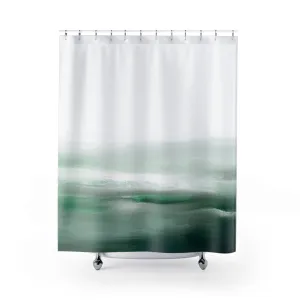 Abstract Shower Curtain | Emerald Green White Ombre Ocean Lighting,Home Lighting