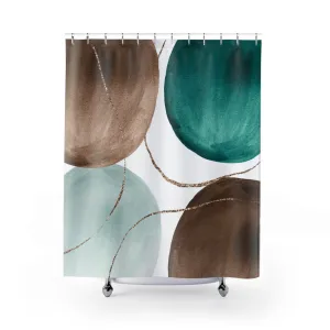 Abstract Shower Curtain | Fade Mint Green, Brown White Lighting,Home Lighting